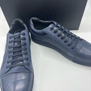 Zanzara Mens Navy Leather Rhythm Woven Sneakers ZH702S15* Size 11.5